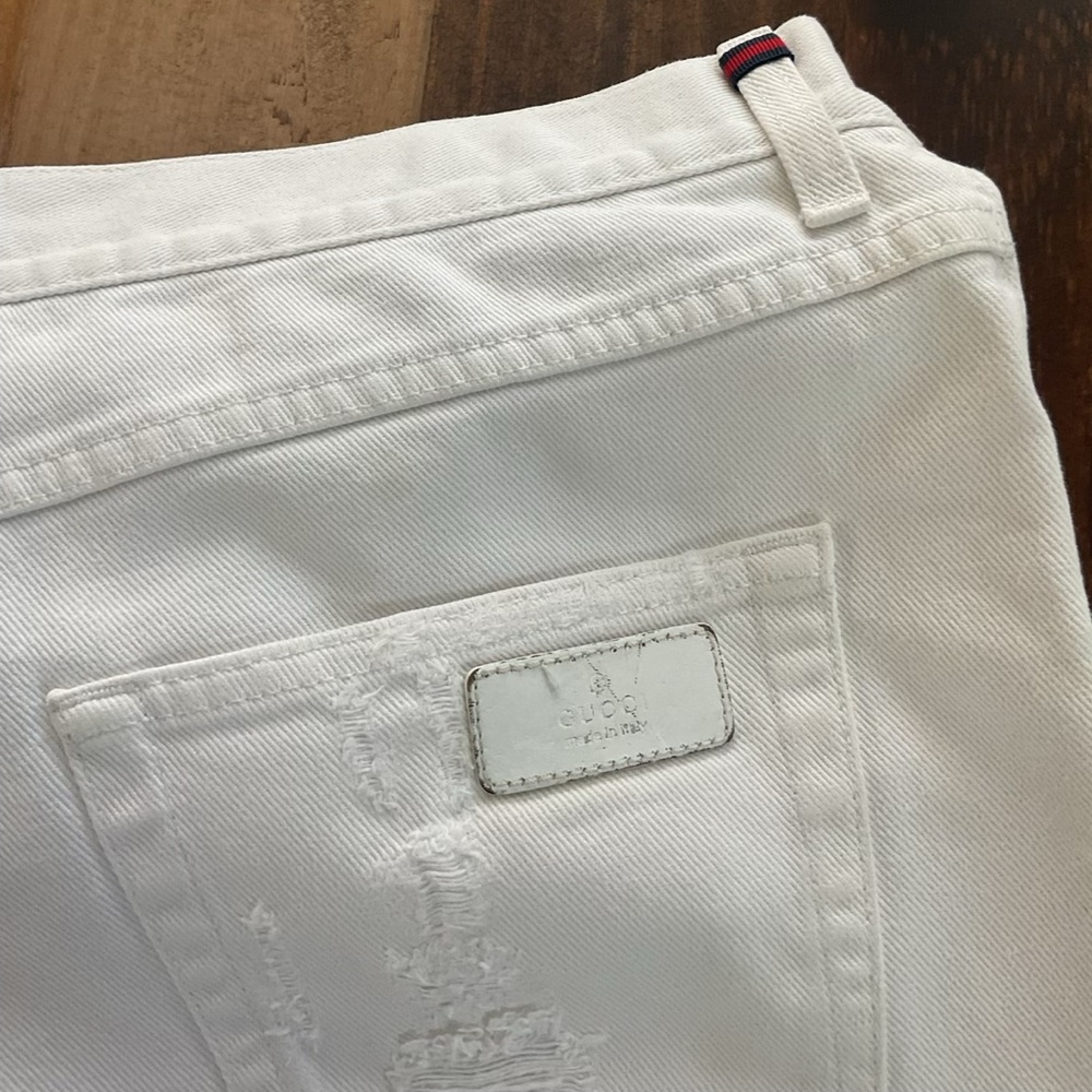 Gucci Off-White Distressed Jeans